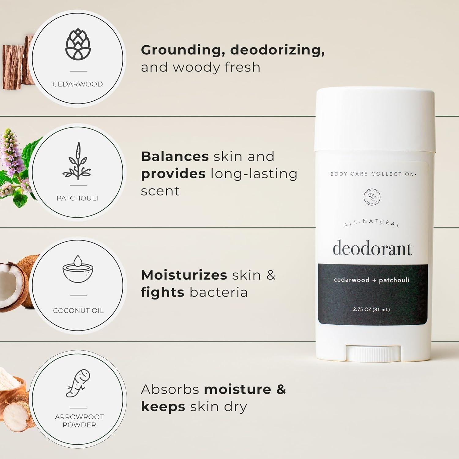 Desodorante Natural Rowe Casa Organics Madera de Cedro 120 g