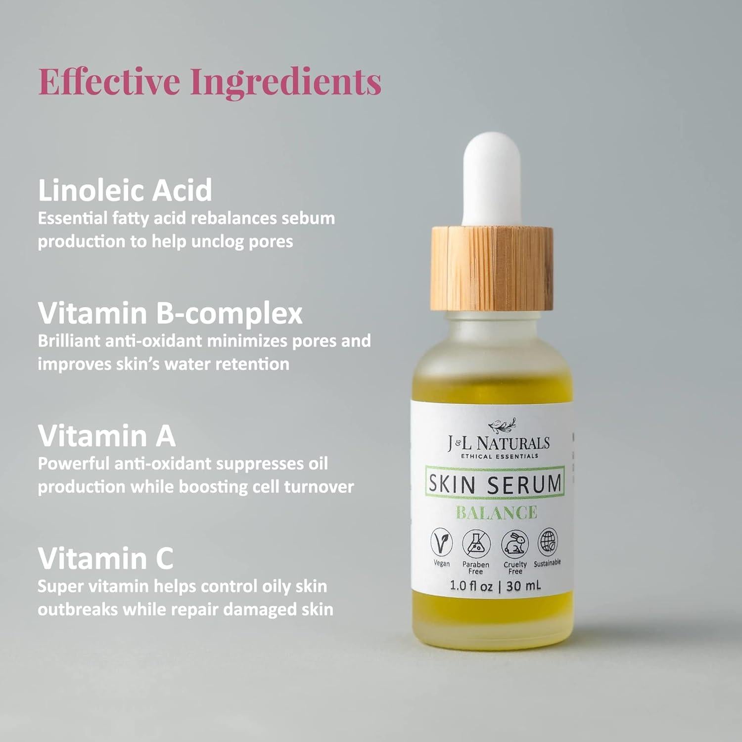 Aceite Facial J&L Naturals 29.57 ml para Piel Grasa y Mixta