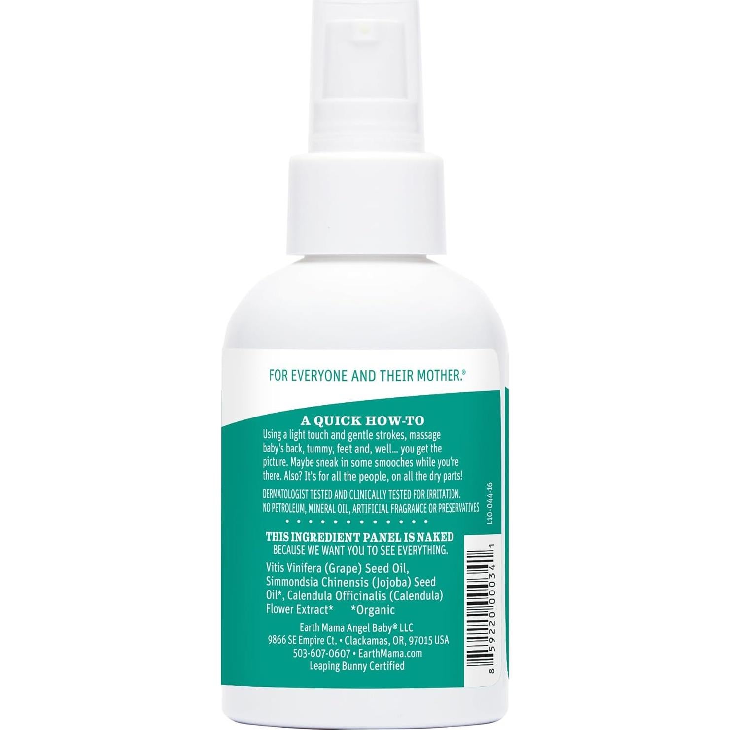 Aceite para Bebés Calendula Earth Mama 118 ml Hidratante