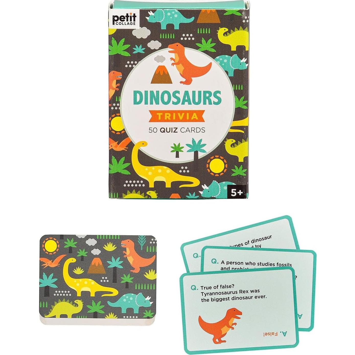 Tarjetas de Trivia de Dinosaurios Petit Collage - 50 Cartas Educativas