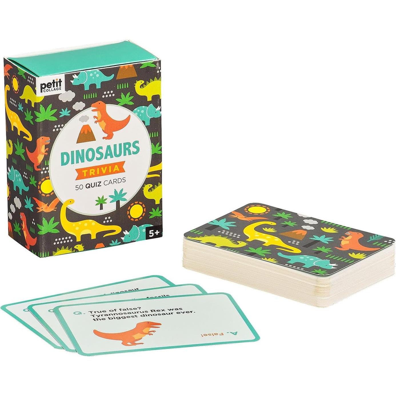 Tarjetas de Trivia de Dinosaurios Petit Collage - 50 Cartas Educativas