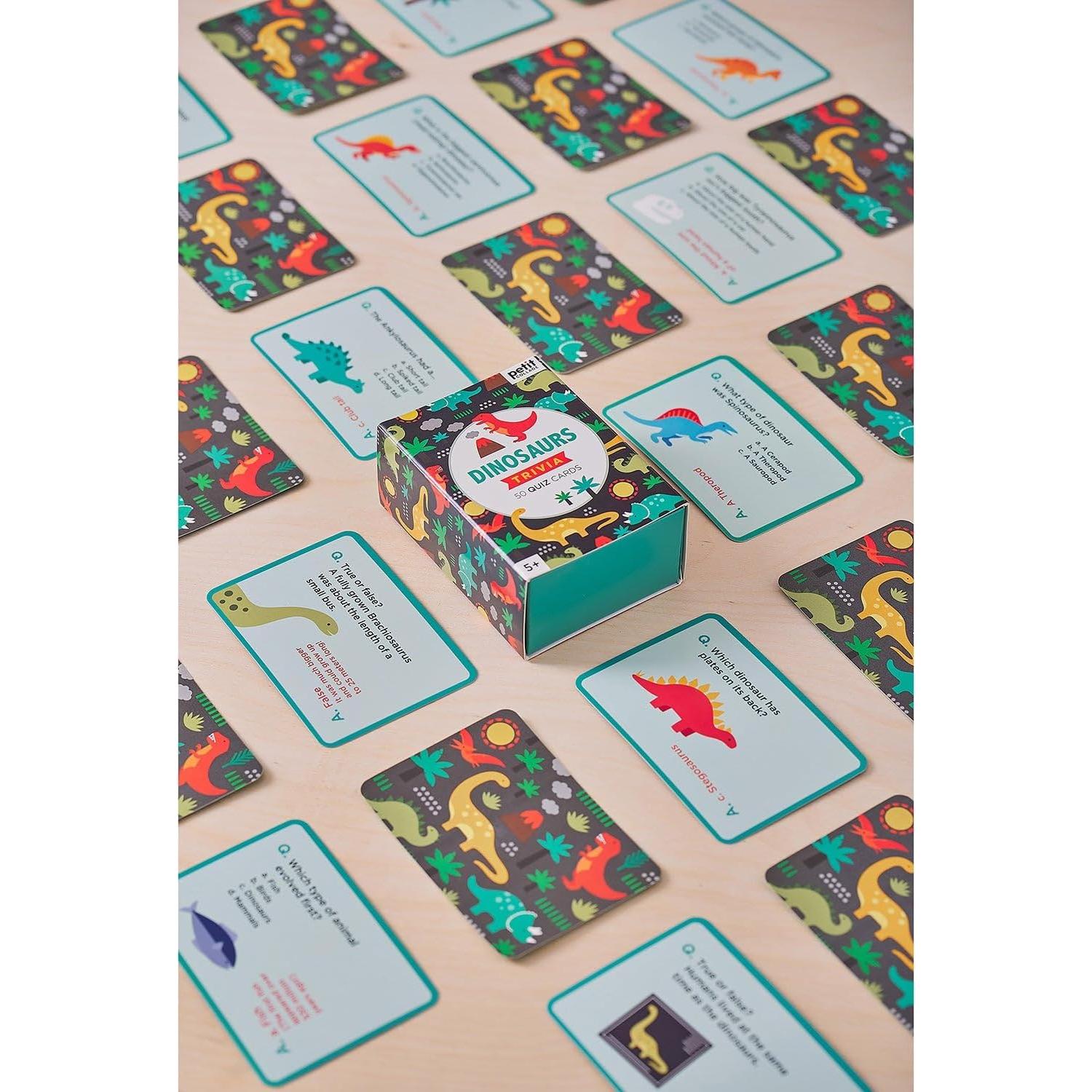 Tarjetas de Trivia de Dinosaurios Petit Collage - 50 Cartas Educativas