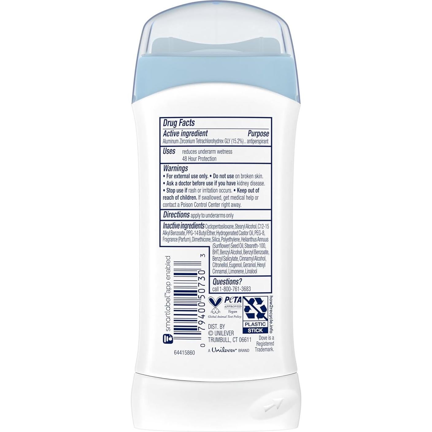 Dove Antitranspirante Desodorante Barra Limpio Original 73.71 g