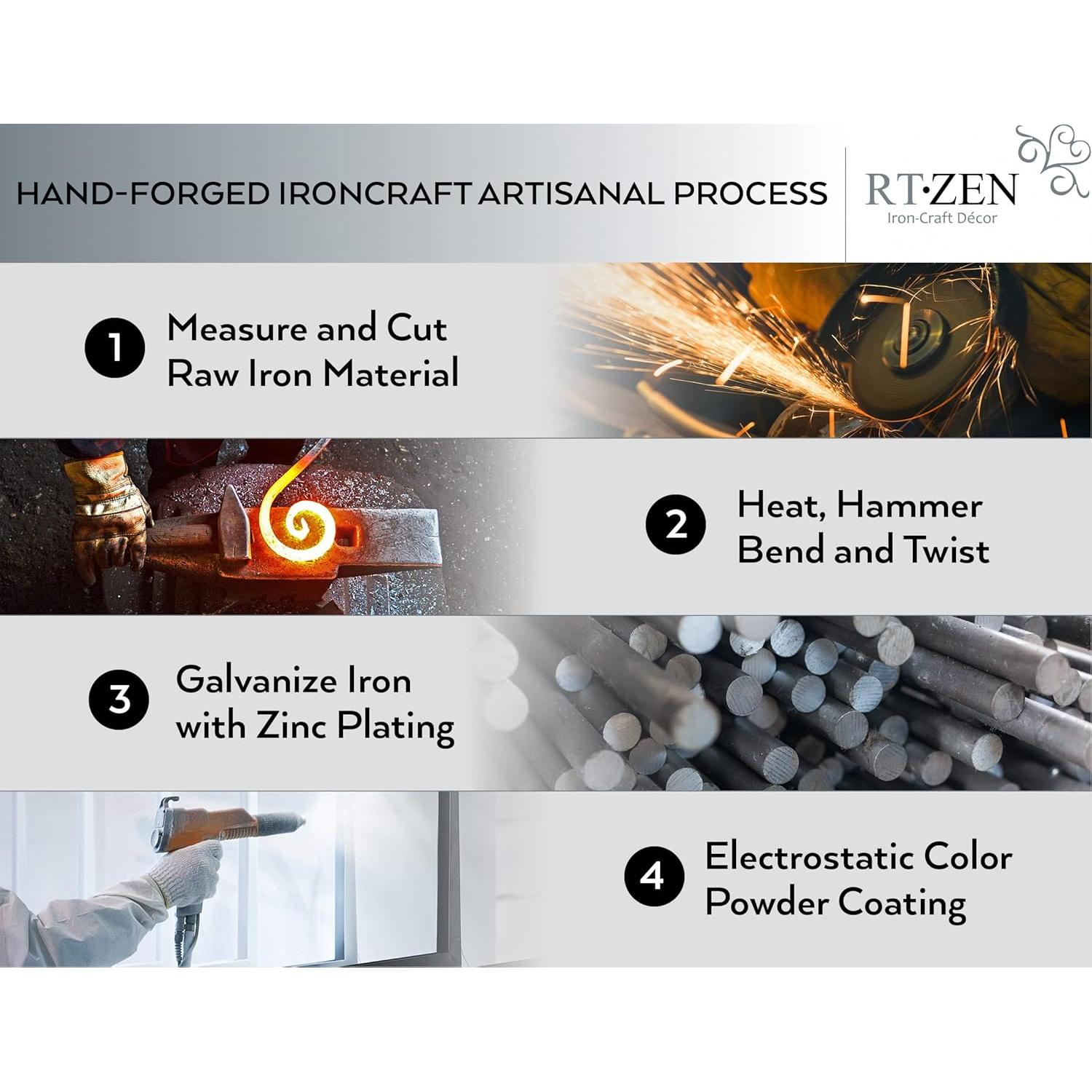 Soportes para Plantas RTZEN - Ganchos de Techo de Hierro Forjado - Paquete de 2 - Resistente y Decorativo