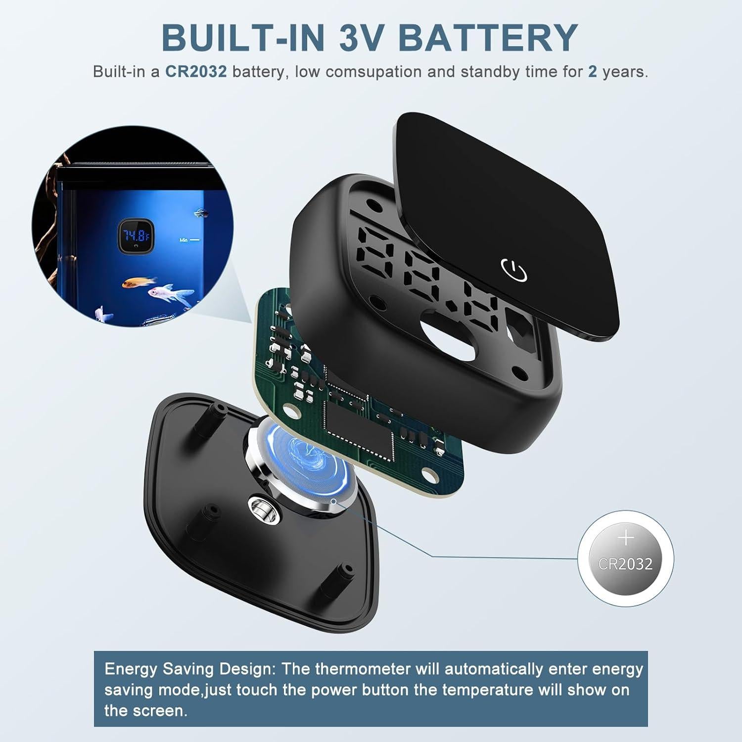 Termómetro Digital para Acuario Ankilo - Paquete de 2, Pantalla LED HD
