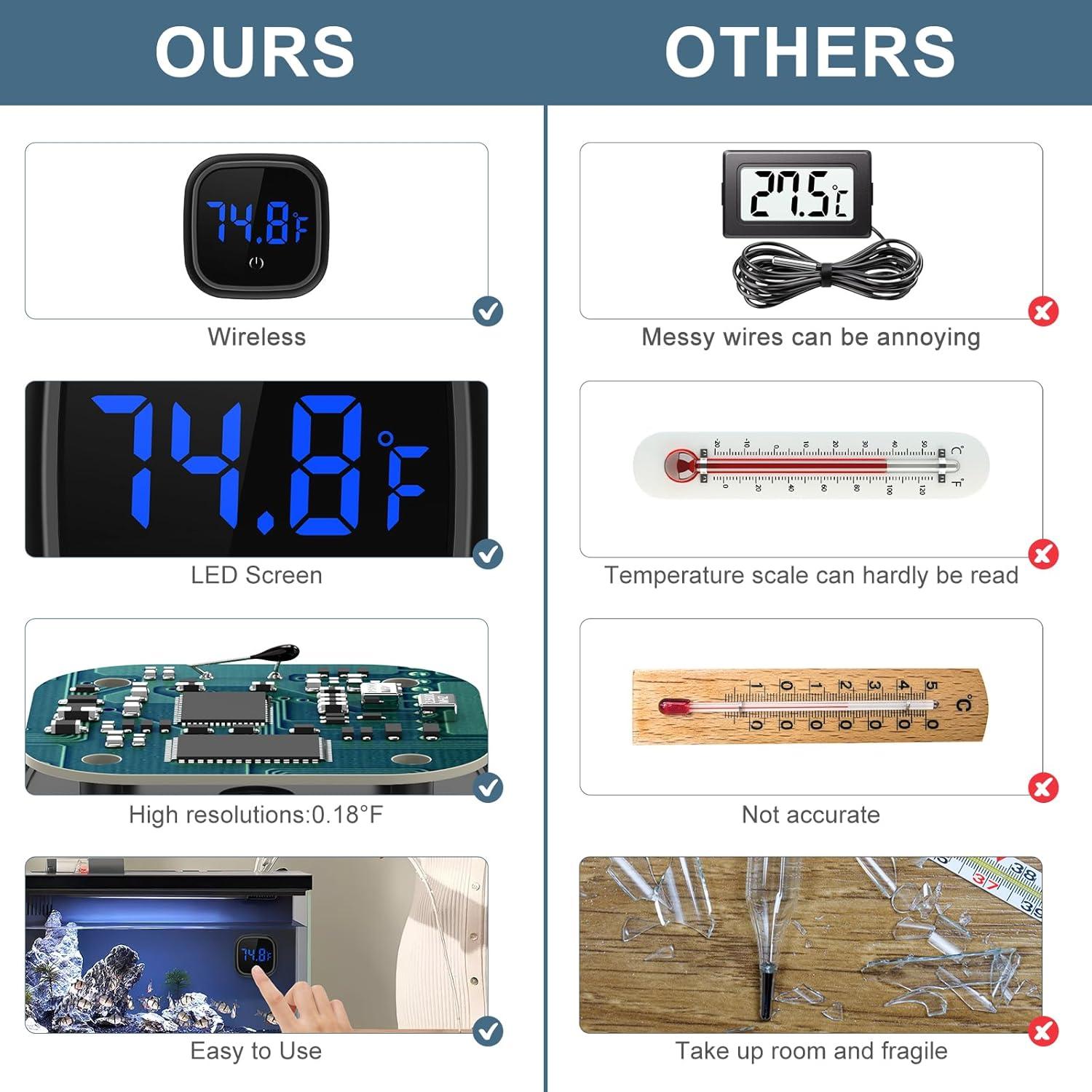 Termómetro Digital para Acuario Ankilo - Paquete de 2, Pantalla LED HD