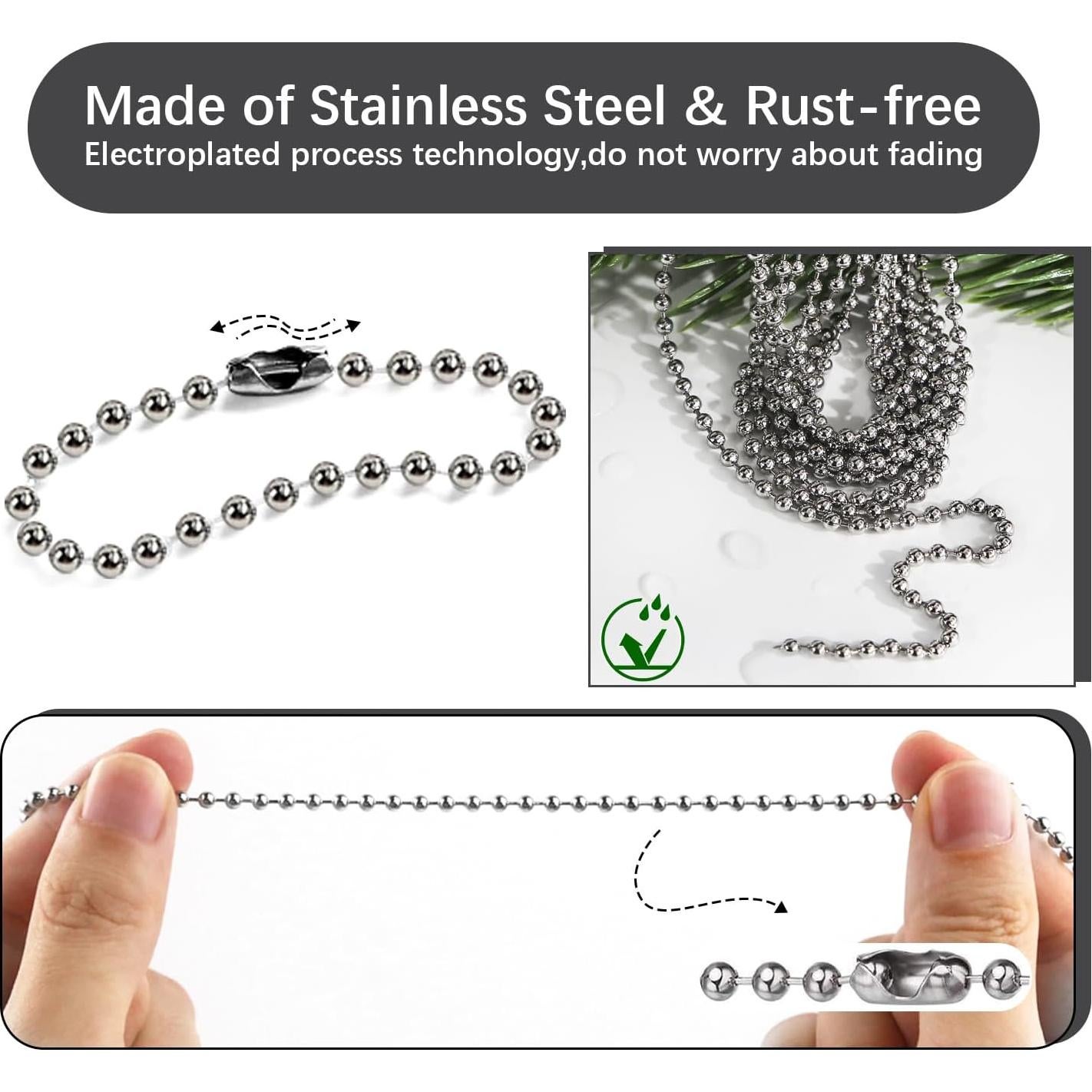 Cadena de bola de acero inoxidable 10m 2.4mm Dotlite