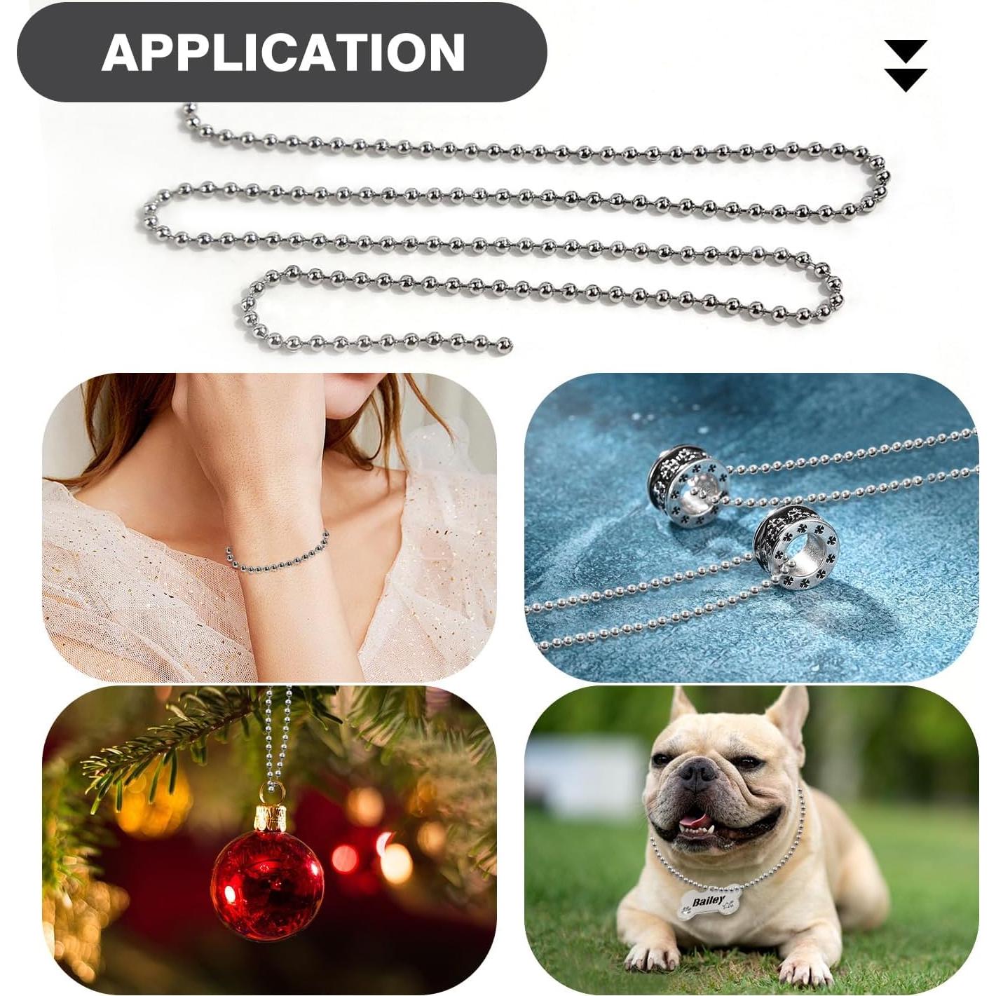 Cadena de bola de acero inoxidable 10m 2.4mm Dotlite