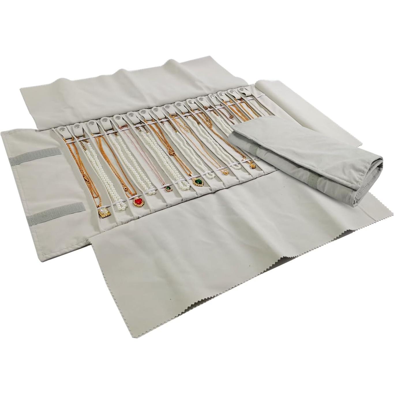 Bolsa de Almacenamiento de Joyería Portátil SCIKHEFT Beige 16 Cadenas