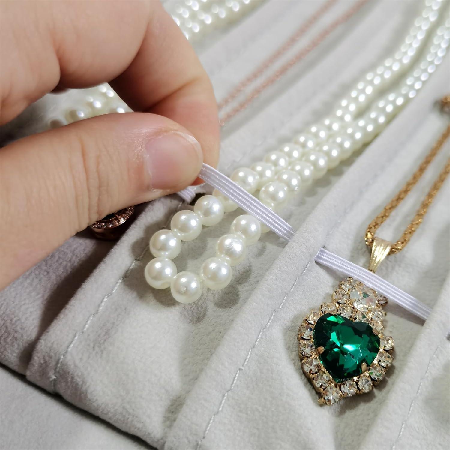 Bolsa de Almacenamiento de Joyería Portátil SCIKHEFT Beige 16 Cadenas