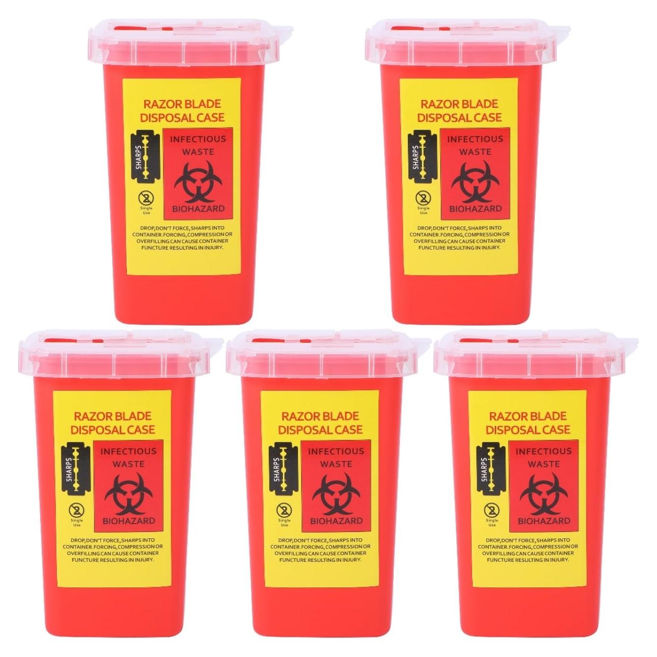 Contenedor de Desechos de Agujas Hemoton 5Pcs Rojo 15.4x9.5cm