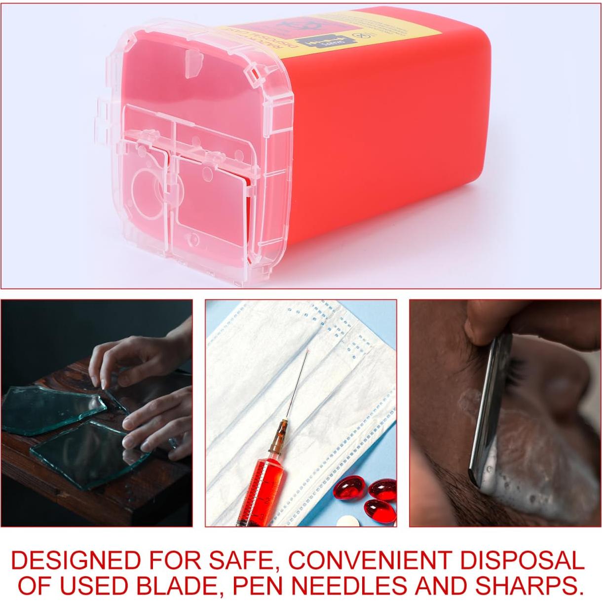 Contenedor de Desechos de Agujas Hemoton 5Pcs Rojo 15.4x9.5cm