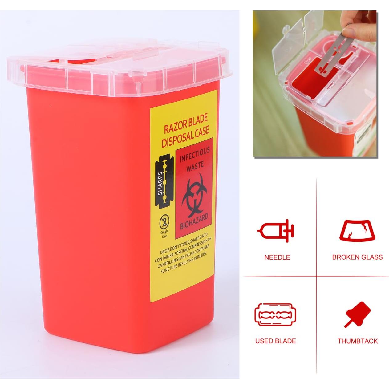 Contenedor de Desechos de Agujas Hemoton 5Pcs Rojo 15.4x9.5cm