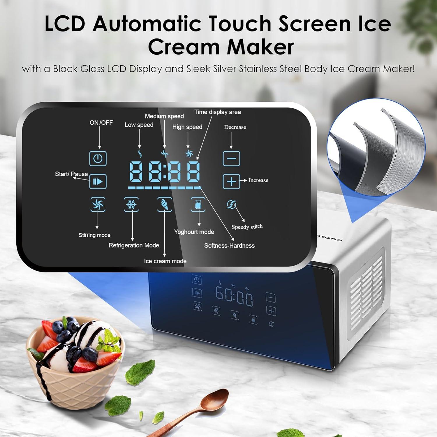 Máquina de Helados Homtone Automática 1.6L 4 Modos LCD