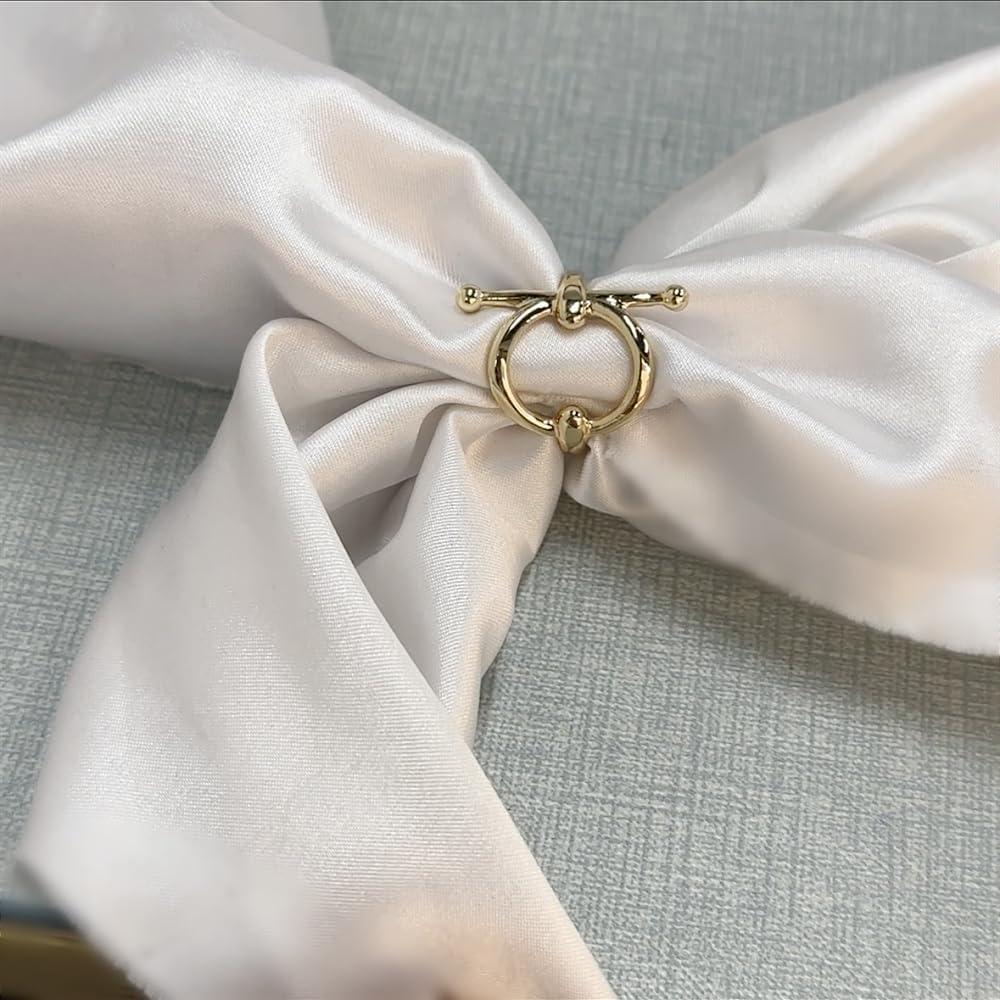 Anillo Broche de Seda Geométrico Oro Pequeño 2.59 cm Moda Mujer