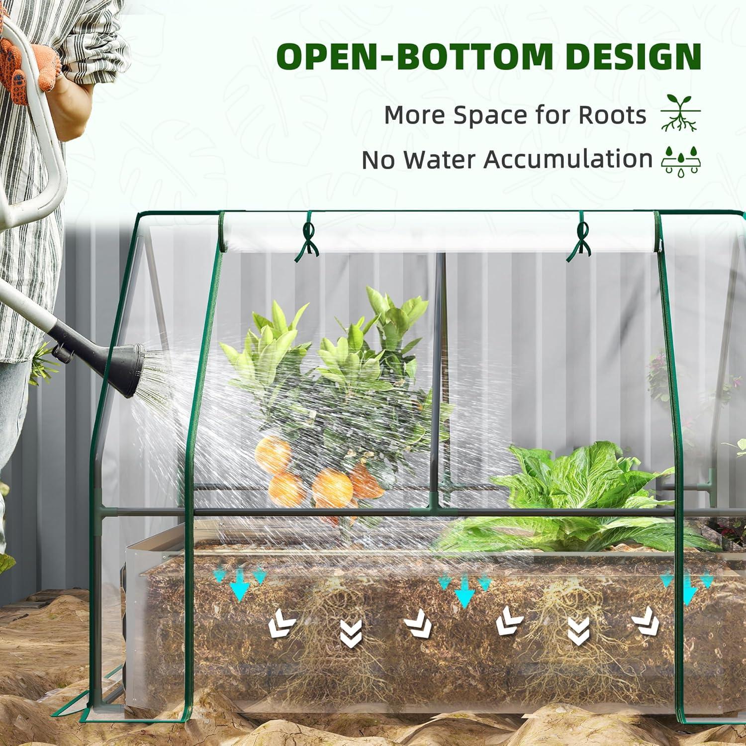 Huerto Elevado Galvanizado Outsunny 1.22x0.91m con Invernadero