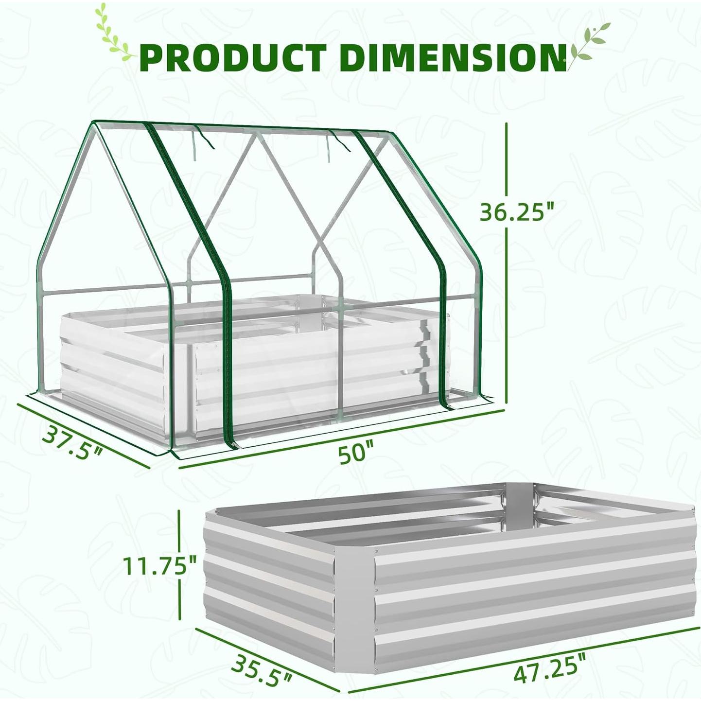 Huerto Elevado Galvanizado Outsunny 1.22x0.91m con Invernadero