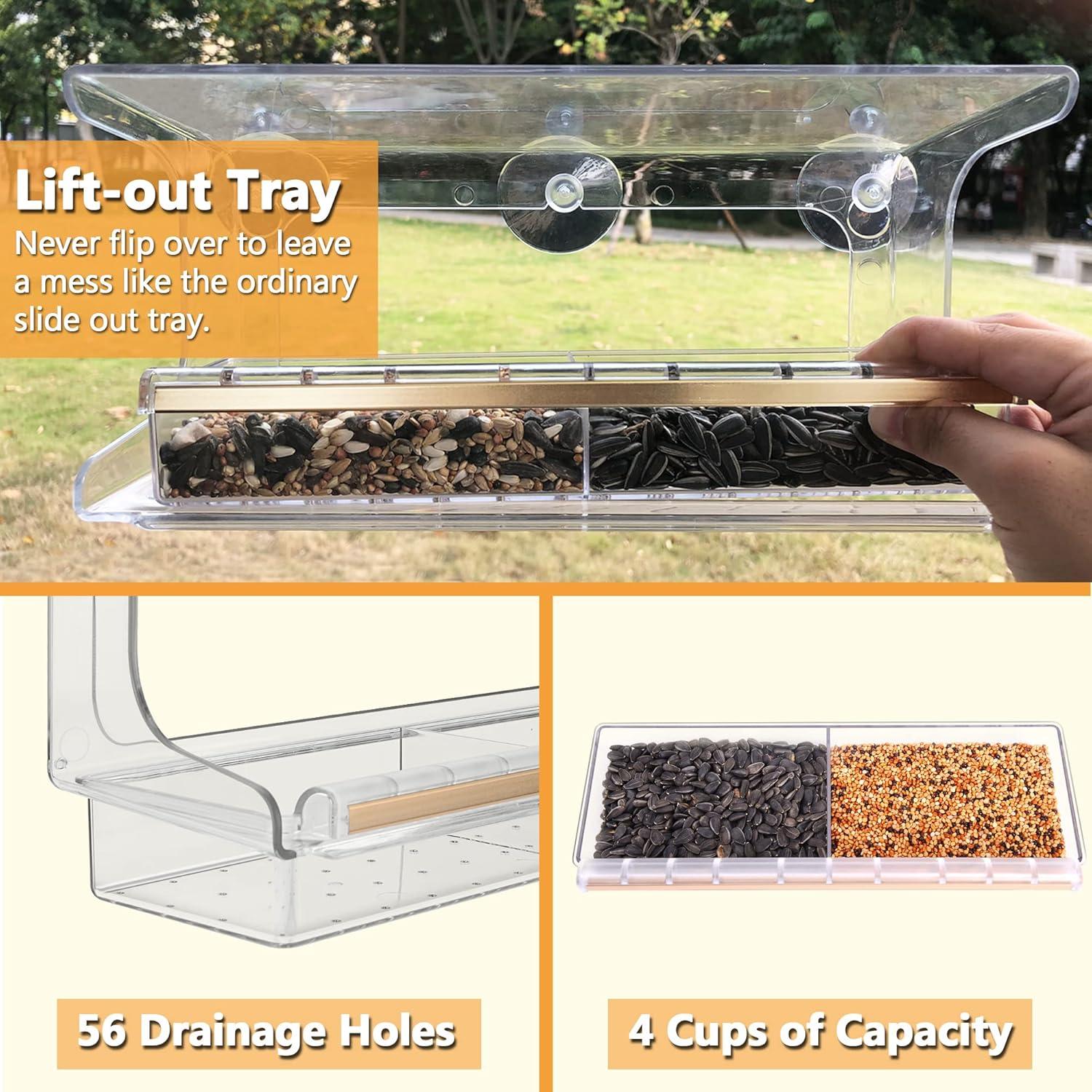 Comedero para Aves LUJII de Ventana Transparente 4 Tazas