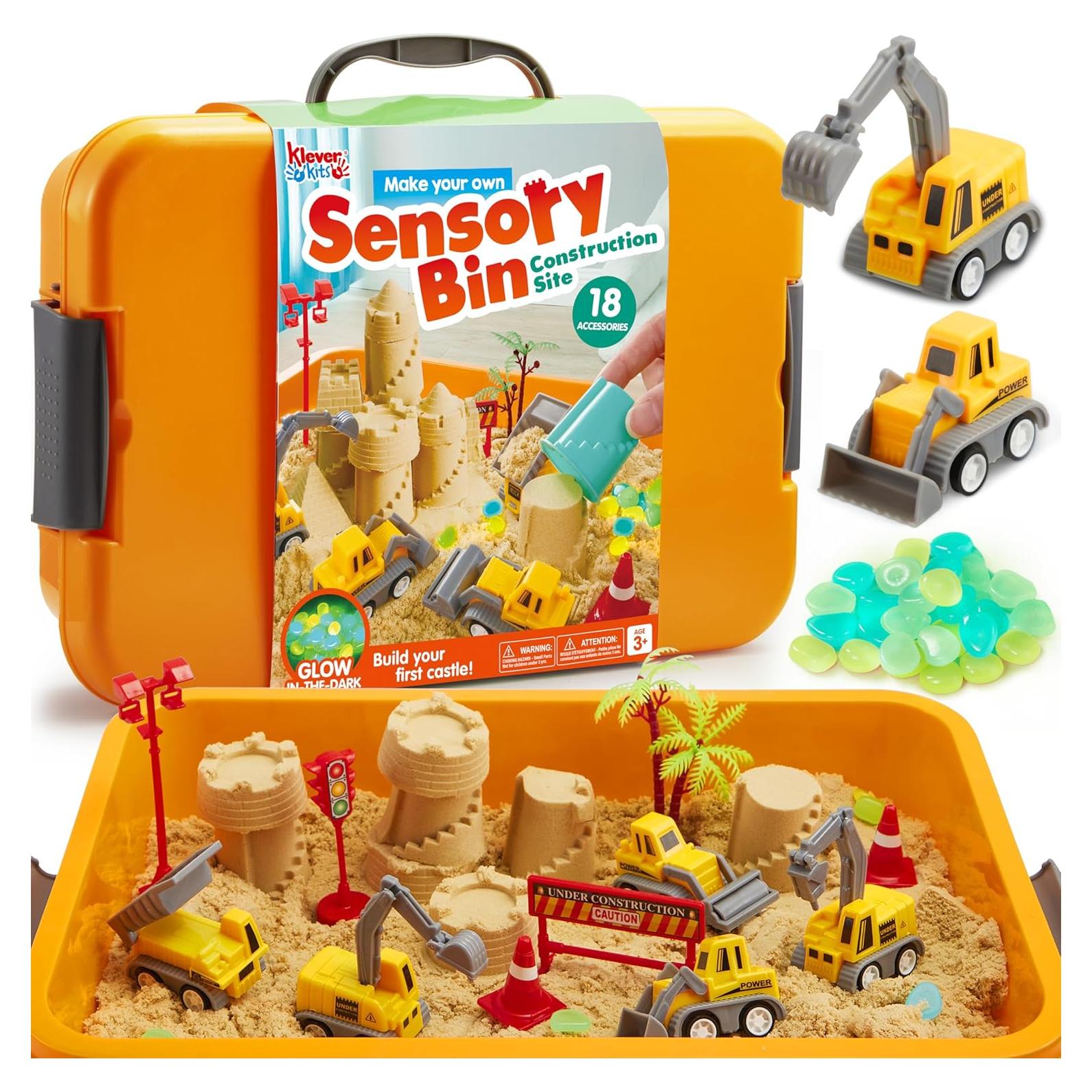 Caja Sensorial de Construcción JOVA para Niños 3+ con Arena y Piedras Brillantes