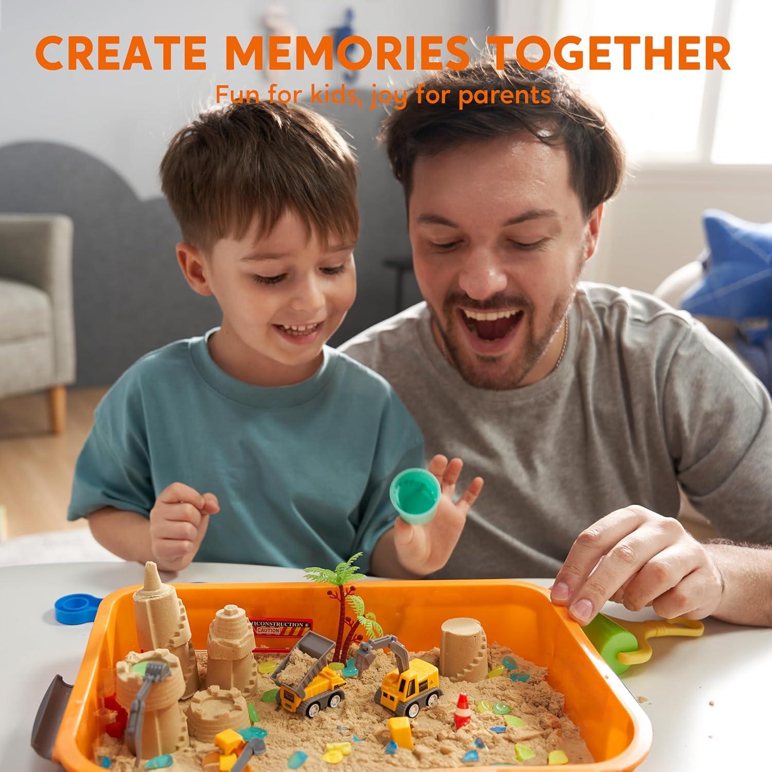 Caja Sensorial de Construcción JOVA para Niños 3+ con Arena y Piedras Brillantes