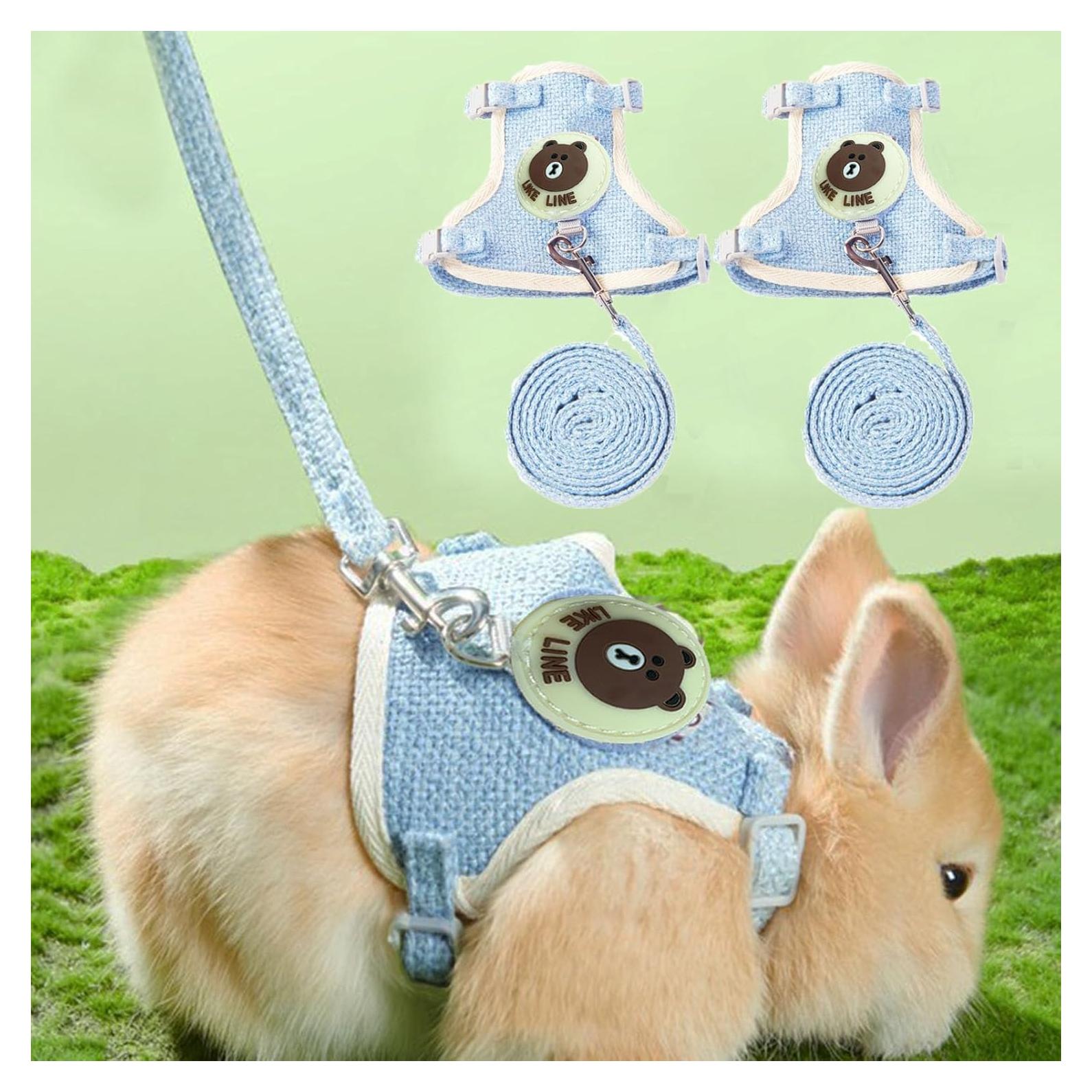Conjunto Arnés y Correa Ajustable WEWAYKGJ para Conejos Azul