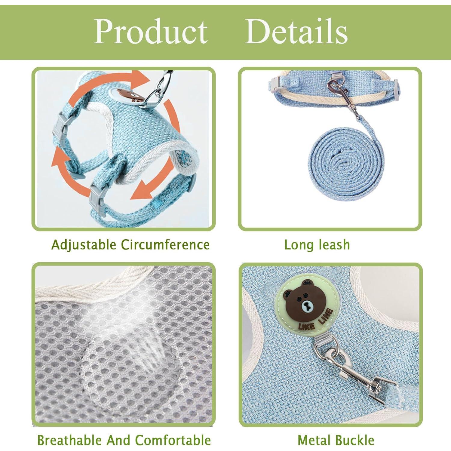 Conjunto Arnés y Correa Ajustable WEWAYKGJ para Conejos Azul