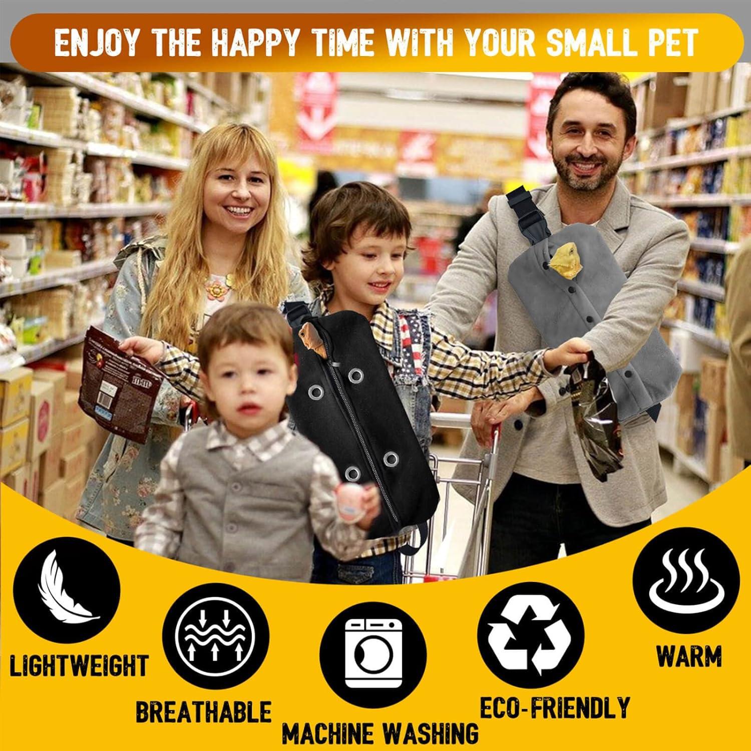 Arnés y Bolsa Transportadora para Dragón Barbudo WATFOON L Negra