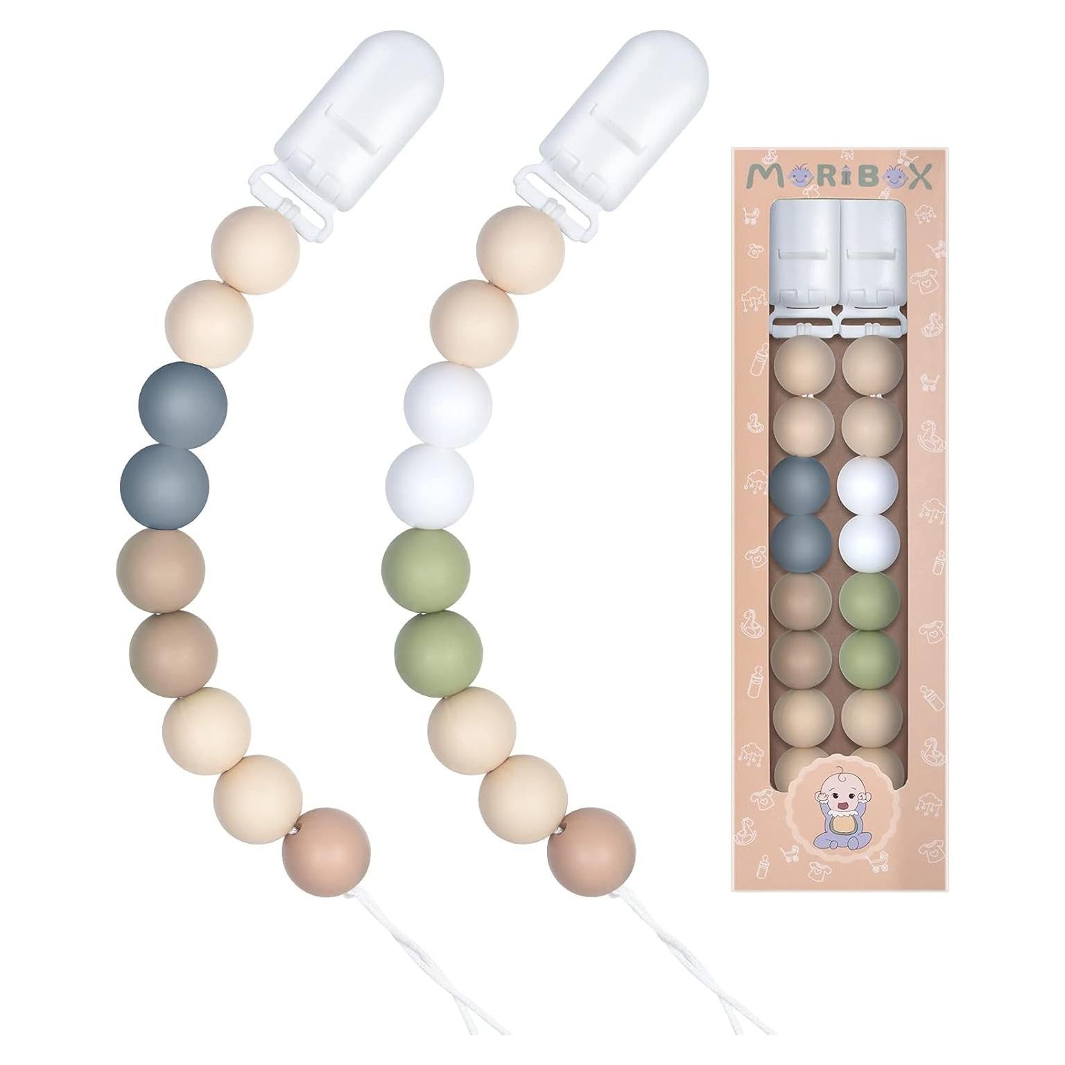 Sujetadores de Chupetes para Bebés 2 Piezas Verde Gris