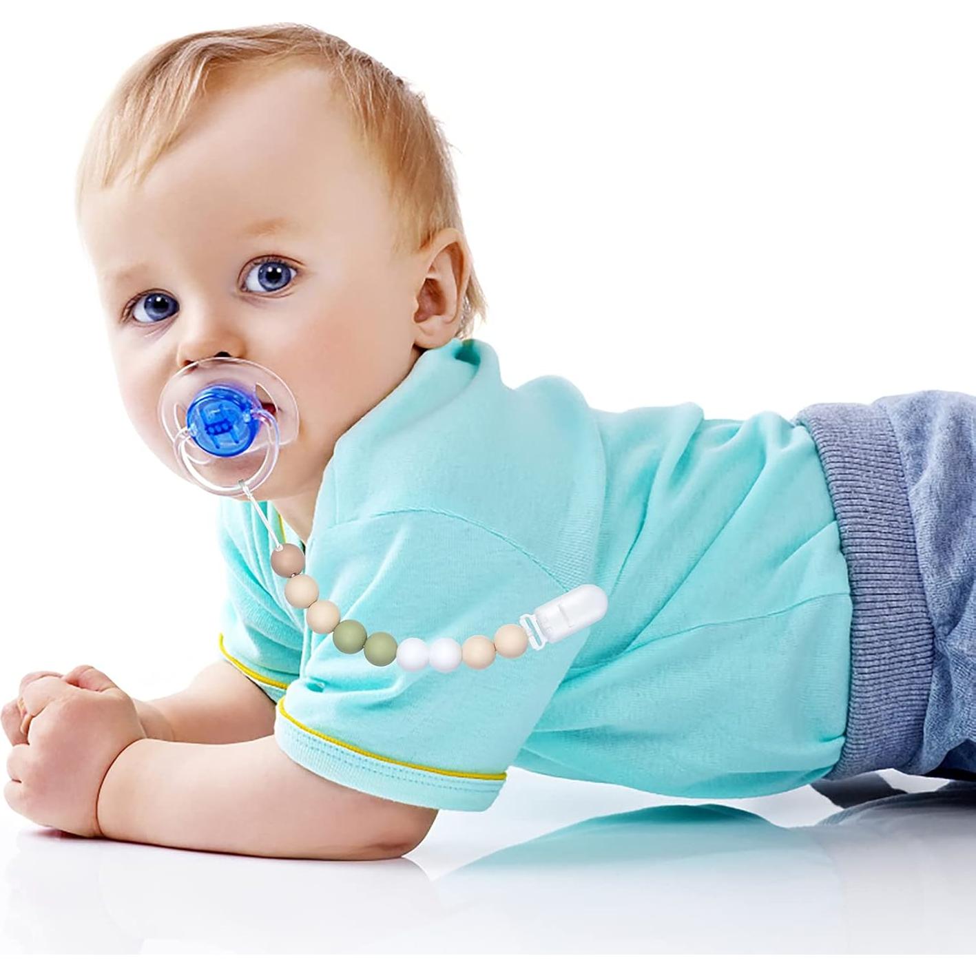 Sujetadores de Chupetes para Bebés 2 Piezas Verde Gris