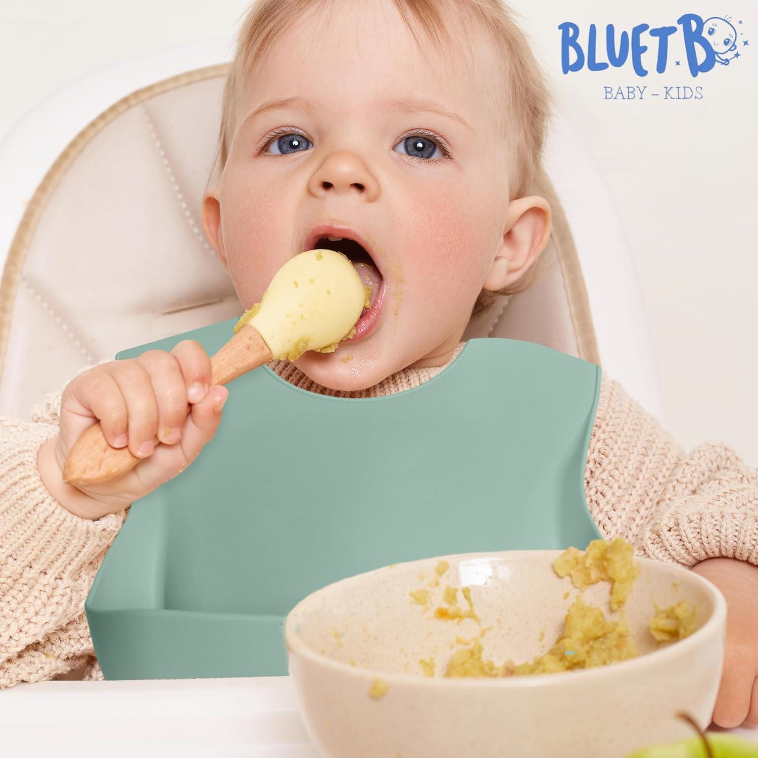 Conjunto de 3 Baberos de Silicona Bluet - Impermeables y Ajustables