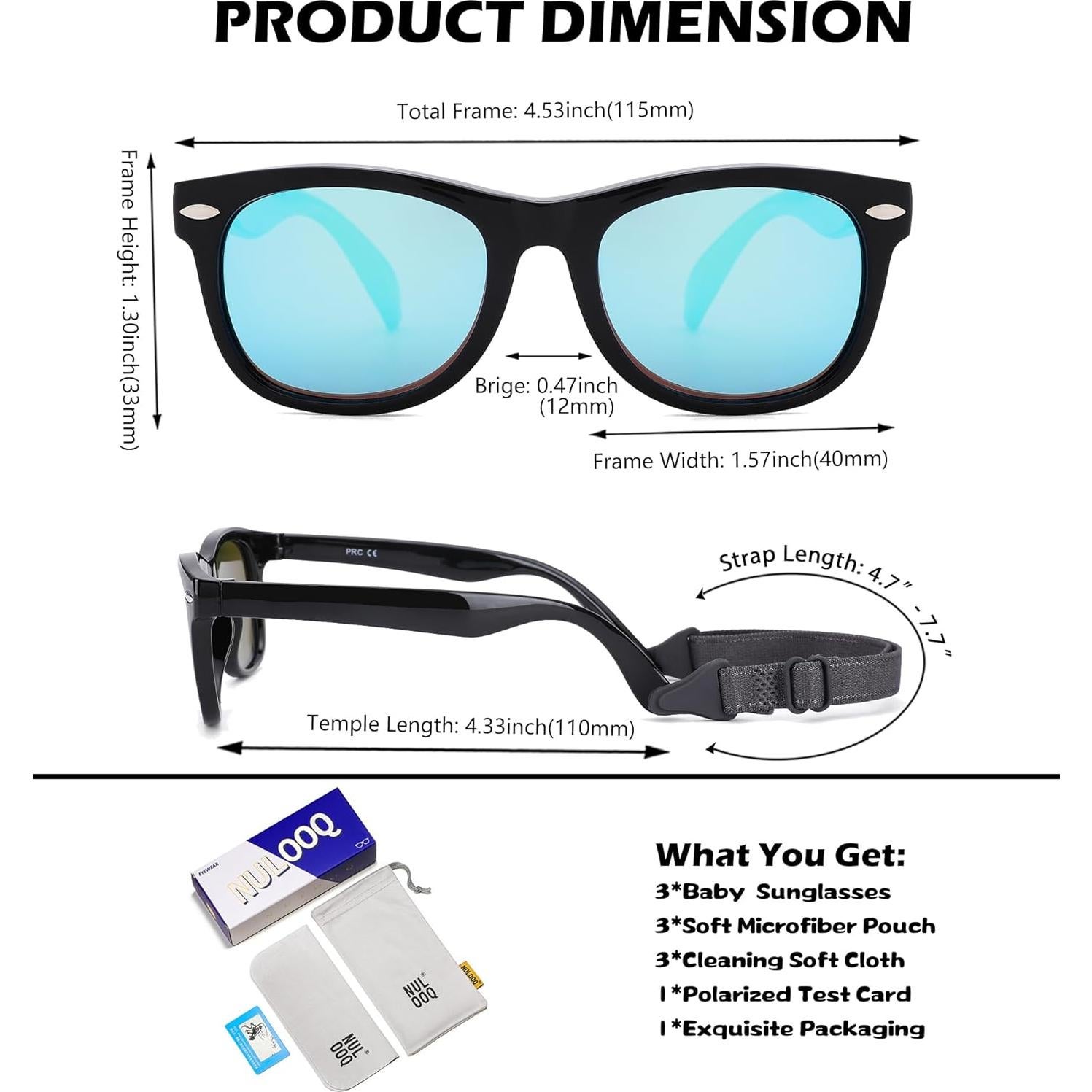 Gafas de sol polarizadas NULOOQ para bebés 0-24 meses