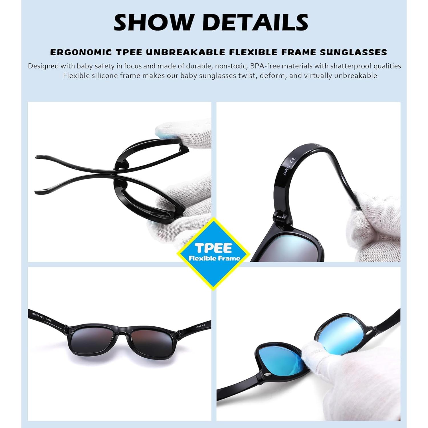 Gafas de sol polarizadas NULOOQ para bebés 0-24 meses