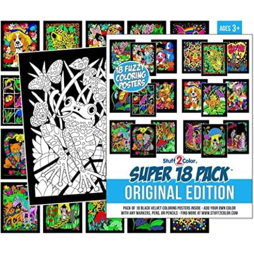 Pack de 18 Pósters de Colorear Terciopelo Stuff2Color 20x25 cm