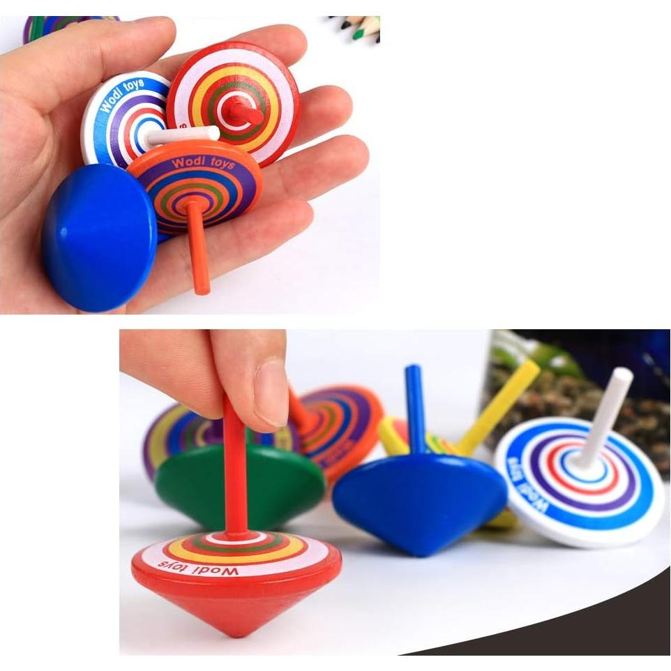 Trompos de Madera Pintados 10 Pcs - Juguetes Educativos