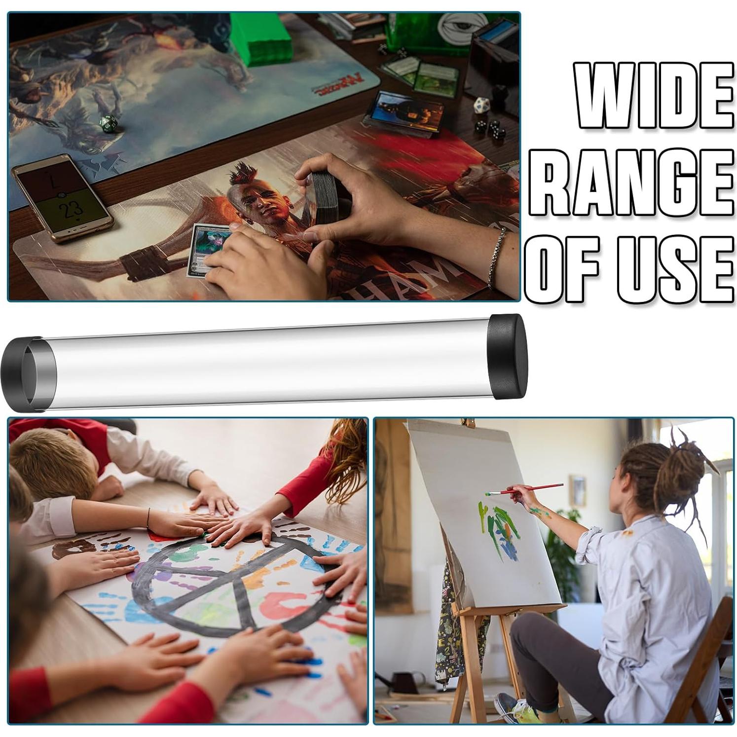 Barydat 4 Tubos de Tapete para Juegos TCG 41 cm Transparente