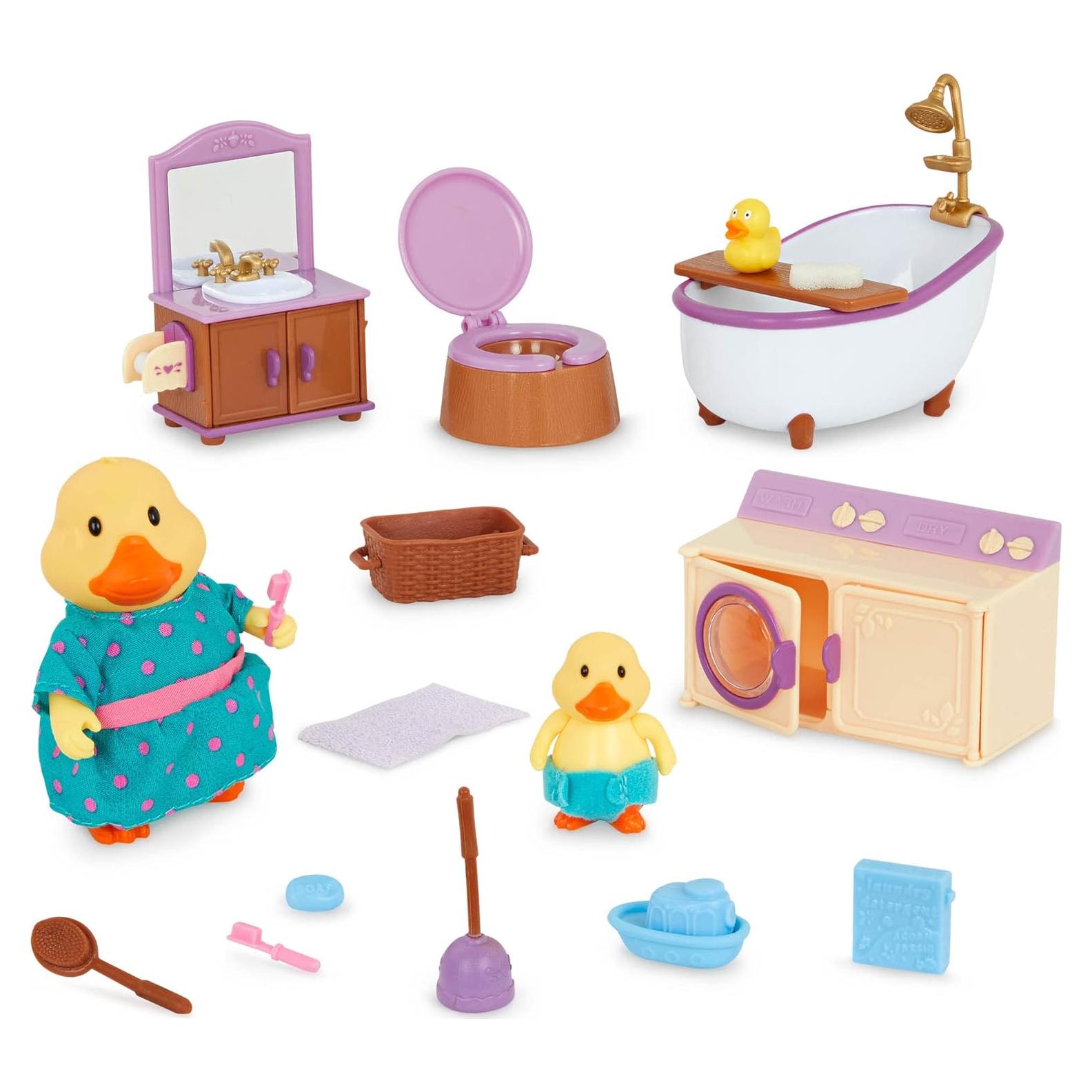 Juego de Baño y Lavandería Li'l Woodzeez con 2 Figuras