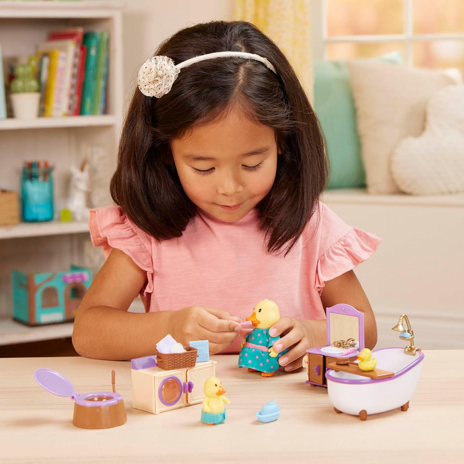 Juego de Baño y Lavandería Li'l Woodzeez con 2 Figuras