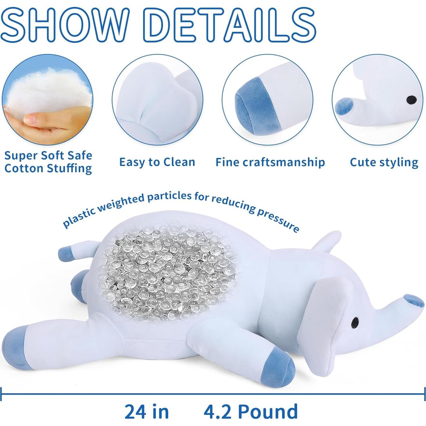 Elefante de Peluche con Peso Azul 60 cm 1.9 kg E-Tech