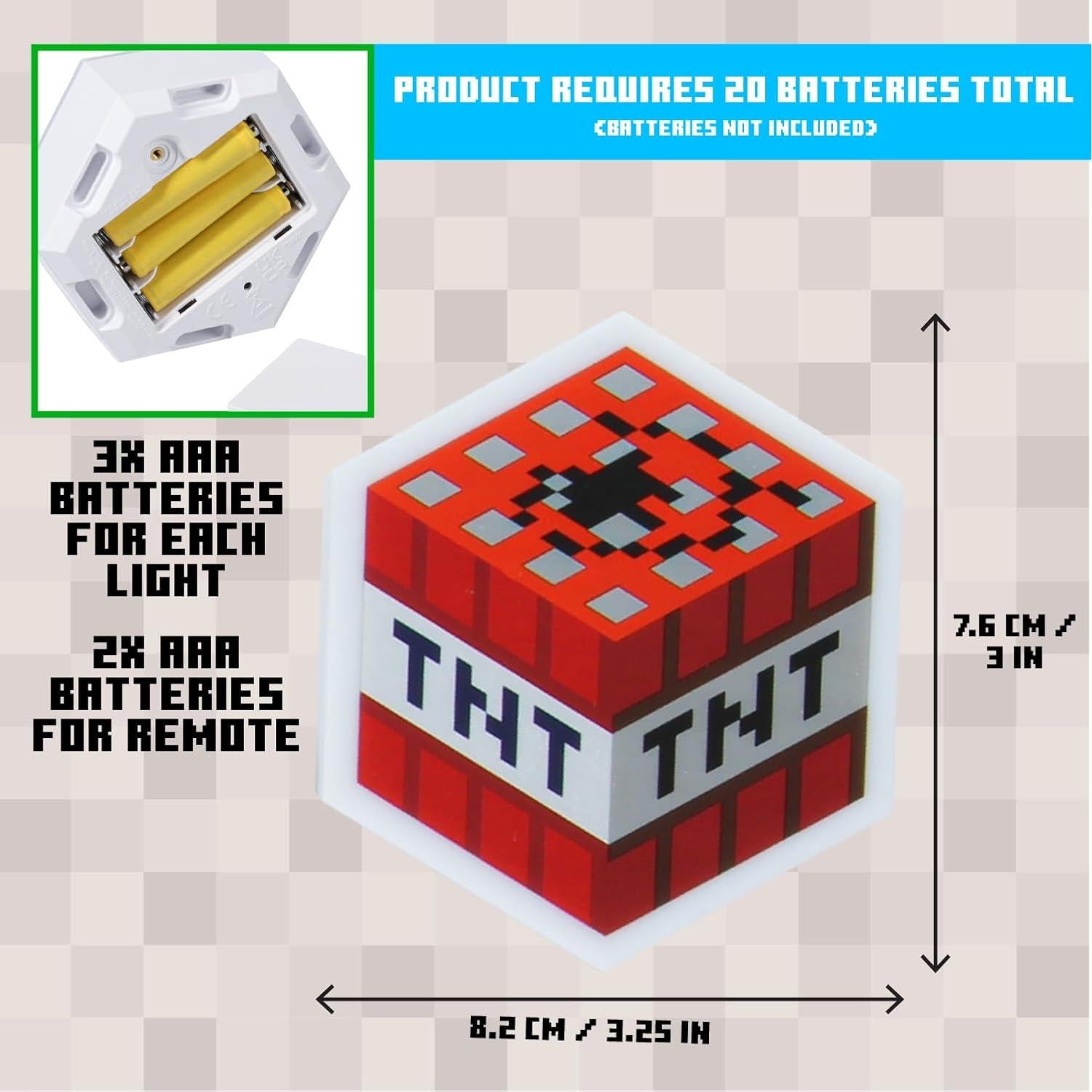 Luz Hexagonal LED Paladone Minecraft - 6 Piezas, Control Remoto