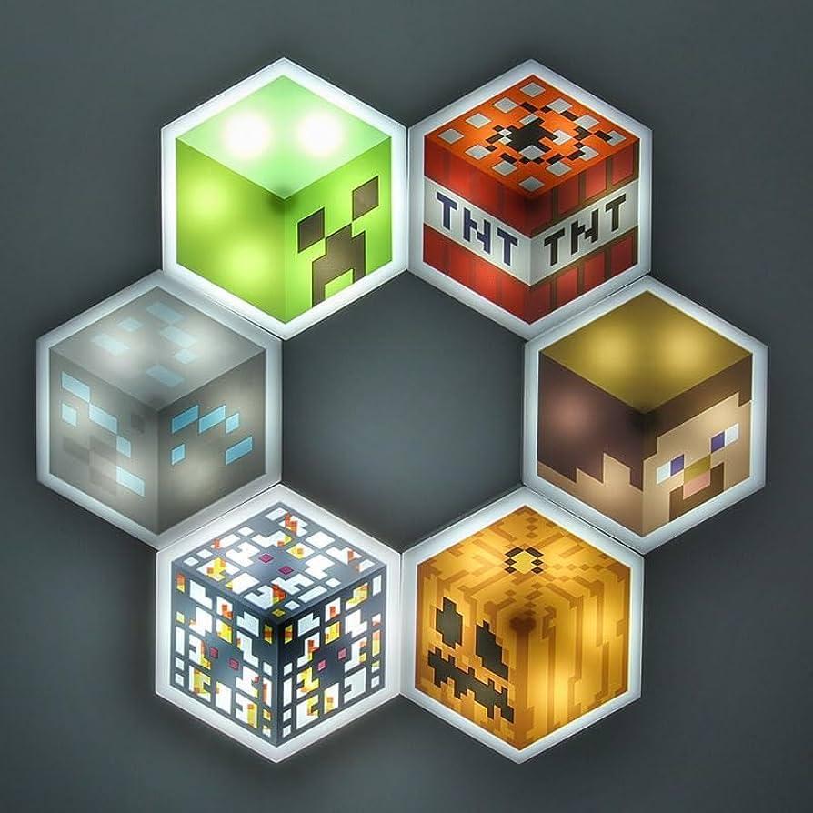 Luz Hexagonal LED Paladone Minecraft - 6 Piezas, Control Remoto