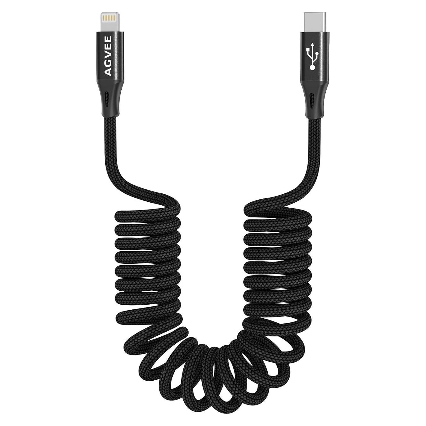 Cable USB-C a Lightning AGVEE 0.91m Carga Rápida MFi Negro