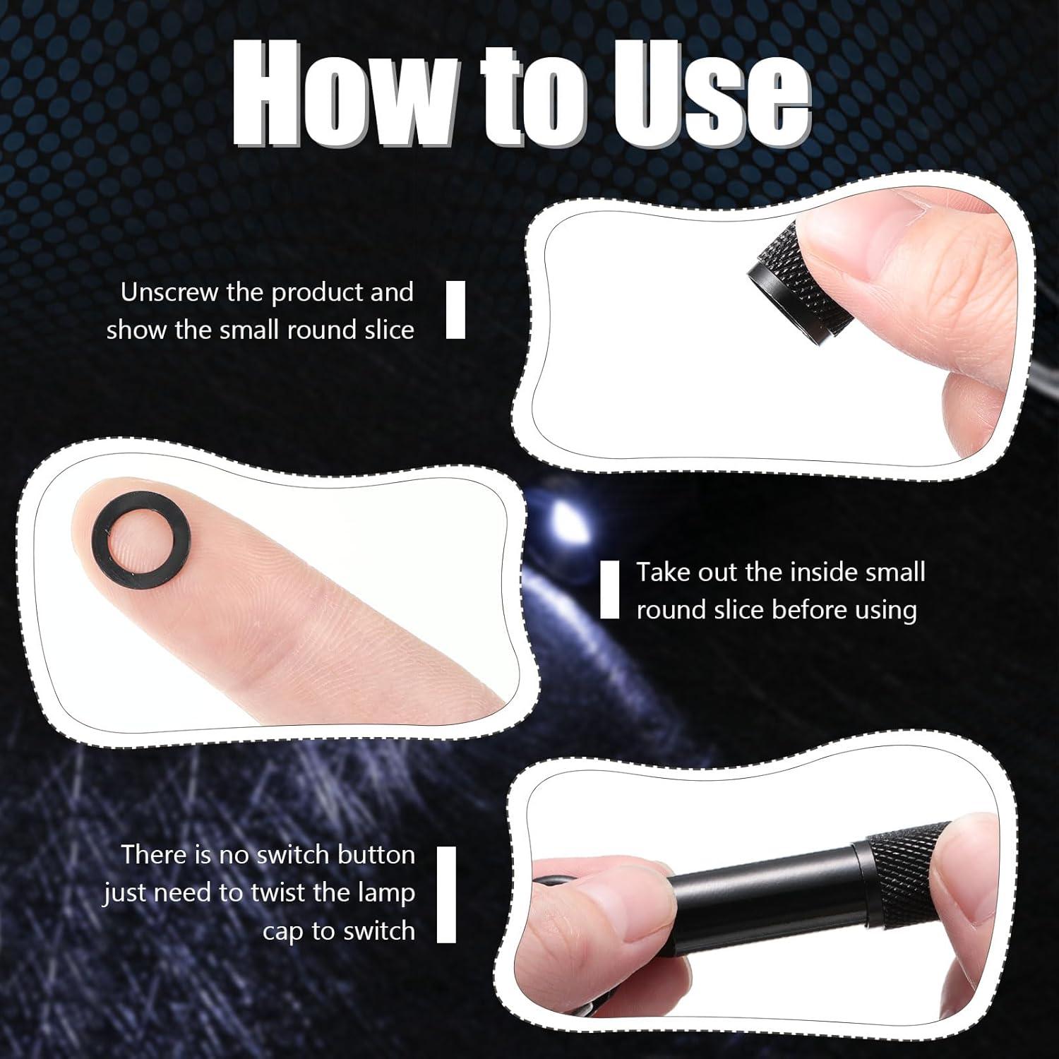 Paquete de 25 Mini Linternas de Llaveros Chengu LED Negro