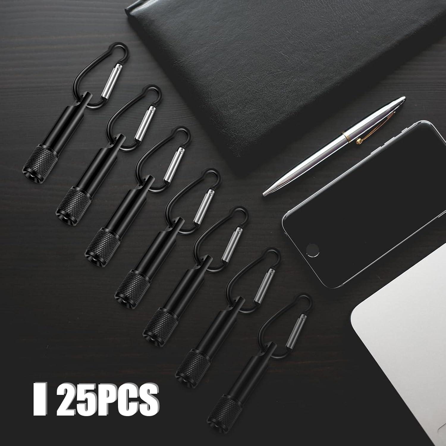 Paquete de 25 Mini Linternas de Llaveros Chengu LED Negro