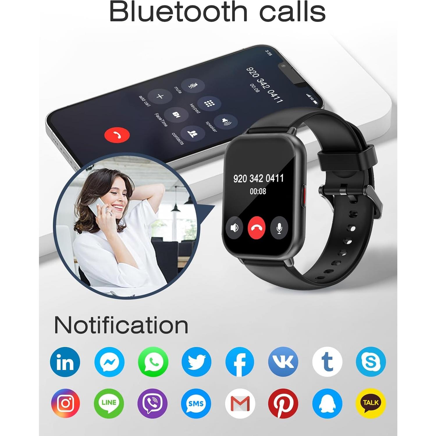 Reloj Inteligente Cloudpoem Negro 1.85" Fitness y Llamadas