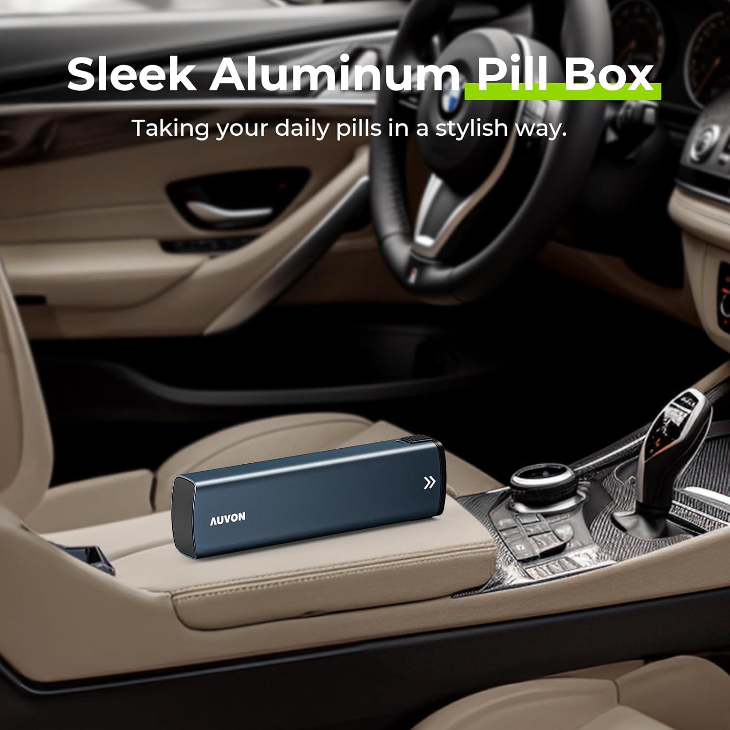 Organizador Semanal de Pastillas AUVON Aluminio Azul 7 Días