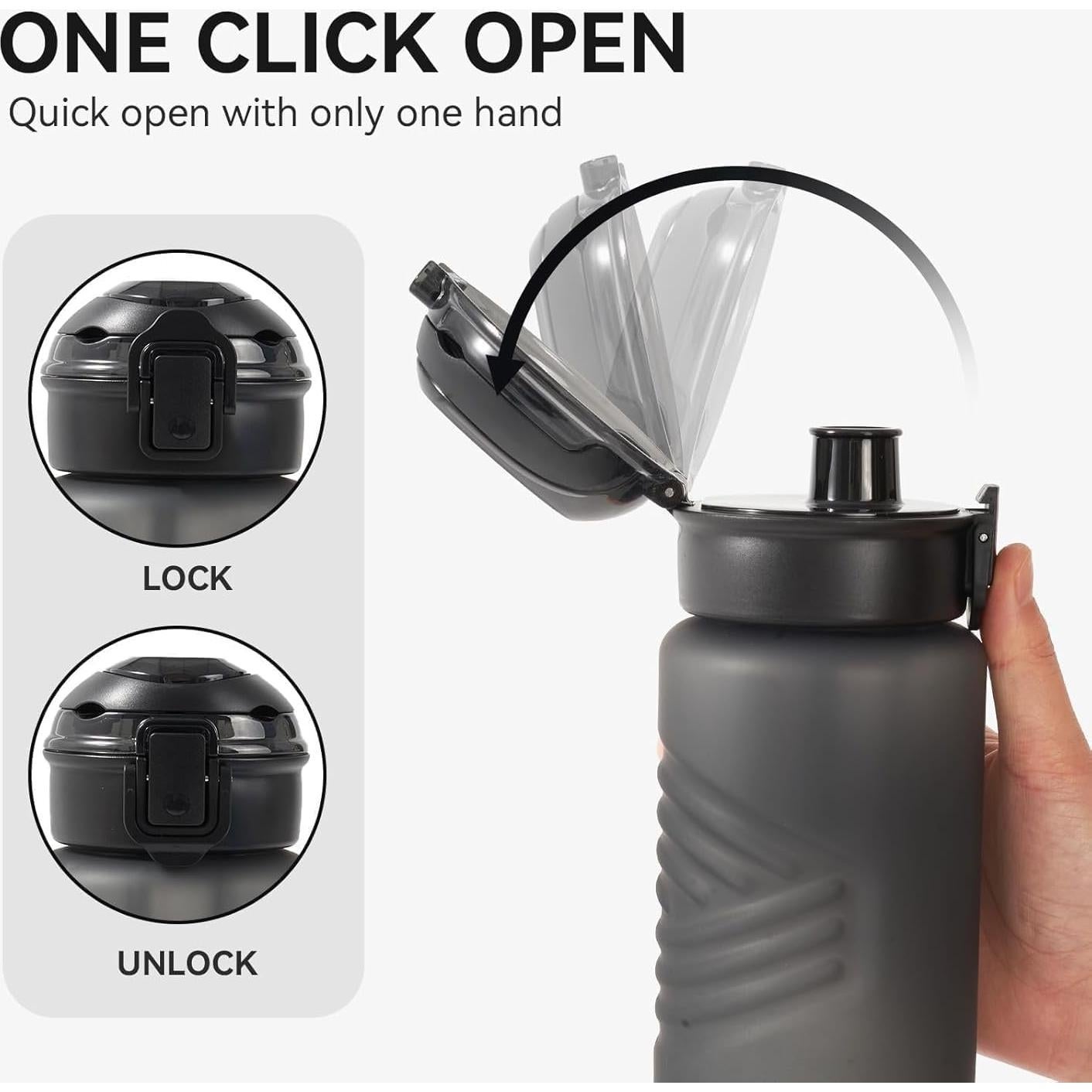 Botella de Agua Deportiva Kerilyn 0.91L Antideslizante Negra