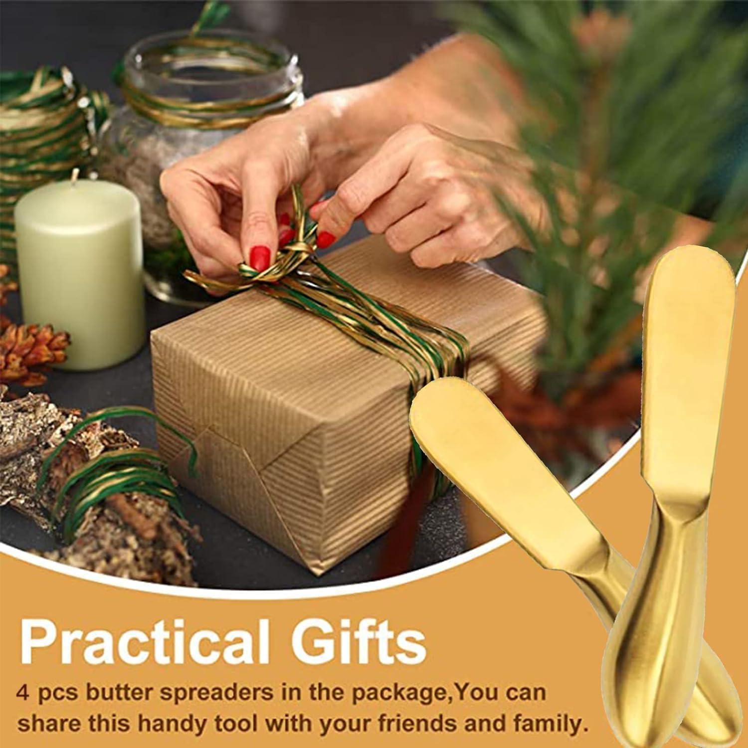 Juego de 2 cuchillos de mantequilla dorados HSHQING 13.5cm