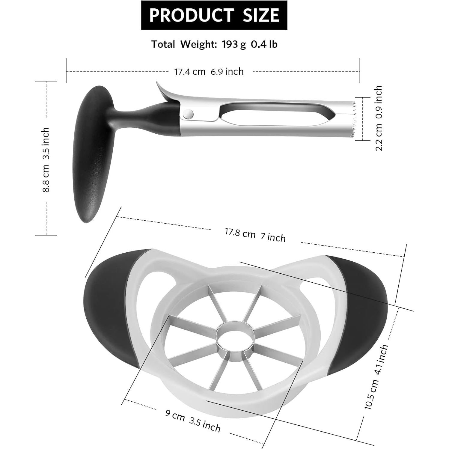 Juego Cortador y Descorazonador de Manzanas Asdirne 18cm Acero Inoxidable