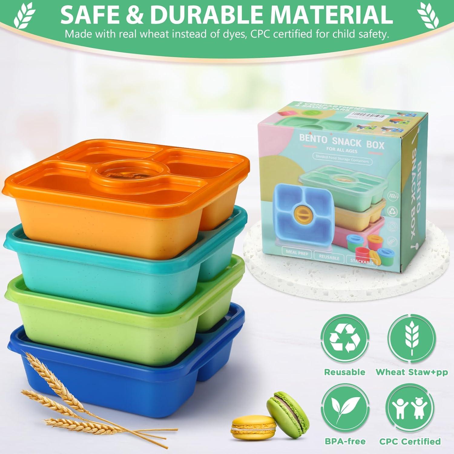 QQKO Bento Snack Box 4 Contenedores Reutilizables 750ml