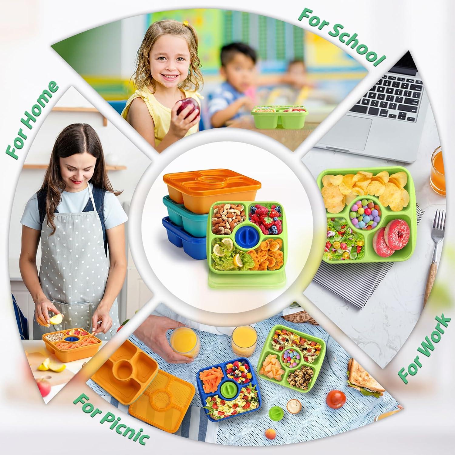 QQKO Bento Snack Box 4 Contenedores Reutilizables 750ml